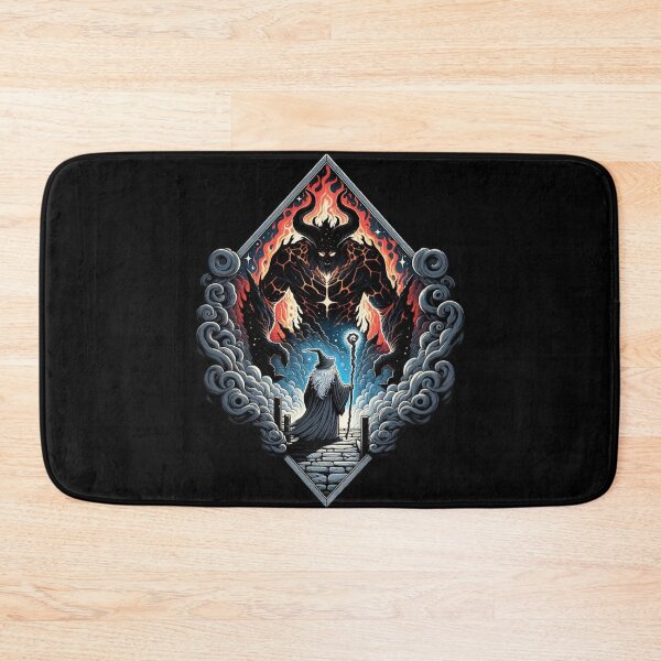 Item preview, Fiery Face-off: Wizard versus Demonic Creature - Fantasy designed and sold by Fenay Designs.
