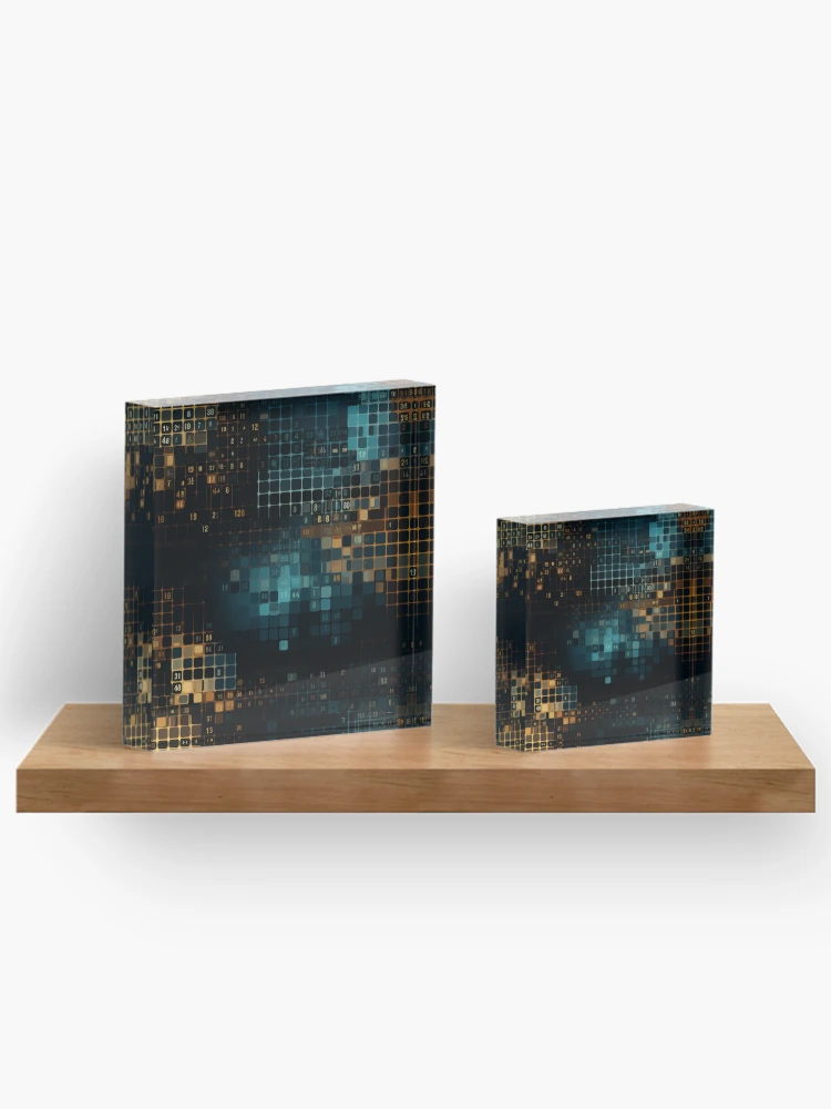 Thumbnail 3 of 5, Acrylic Block, Digital Code Abstract Pattern designed and sold by SideSignal.