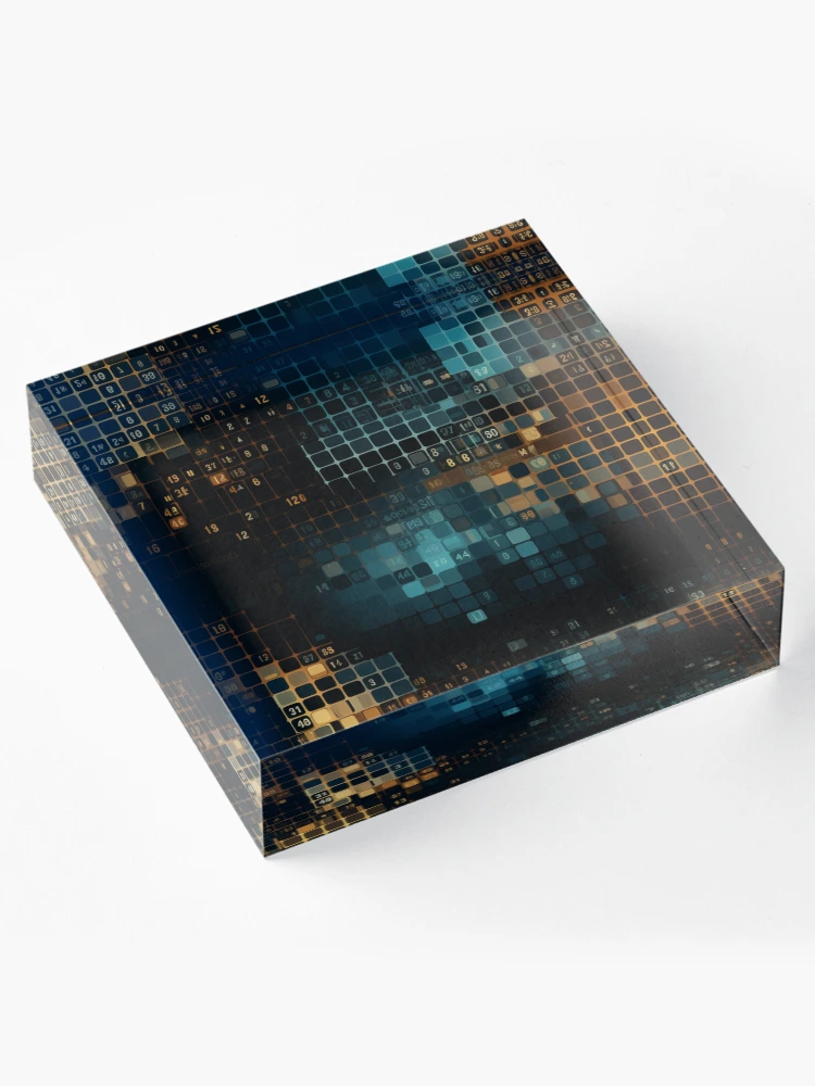 Thumbnail 4 of 5, Acrylic Block, Digital Code Abstract Pattern designed and sold by SideSignal.