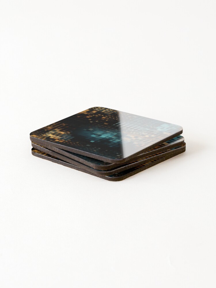 Thumbnail 4 of 5, Coasters (Set of 4), Digital Code Abstract Pattern designed and sold by SideSignal.