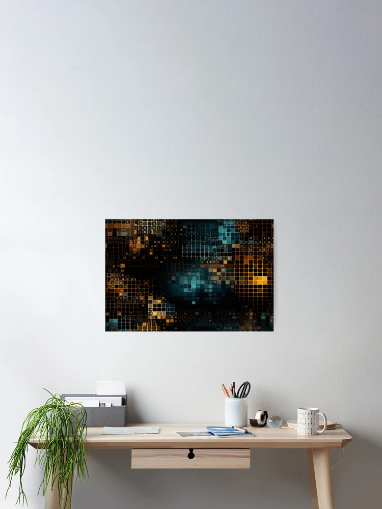 Thumbnail 2 of 3, Poster, Digital Code Abstract Pattern designed and sold by SideSignal.