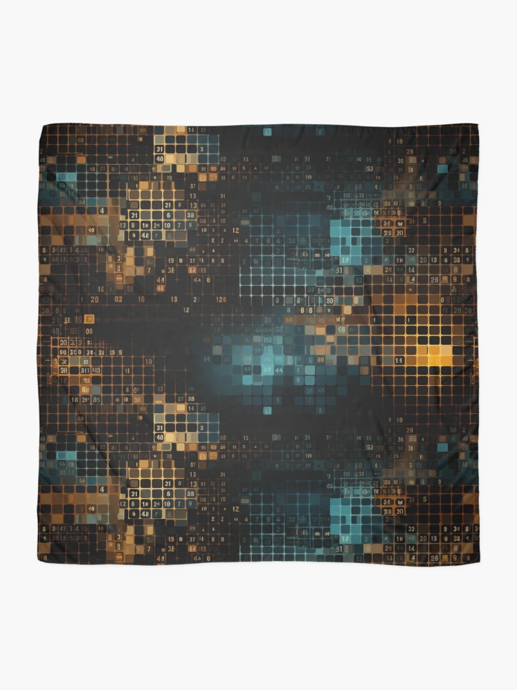 Thumbnail 2 of 3, Scarf, Digital Code Abstract Pattern designed and sold by SideSignal.