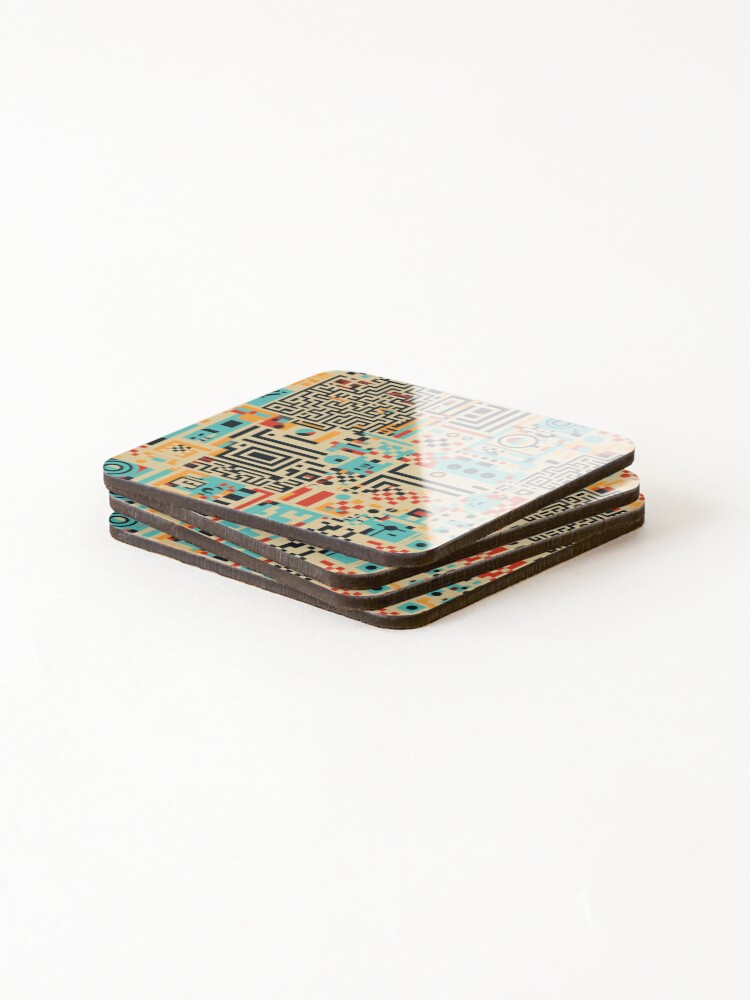 Thumbnail 4 of 5, Coasters (Set of 4), Digital Code Abstract Pattern designed and sold by SideSignal.