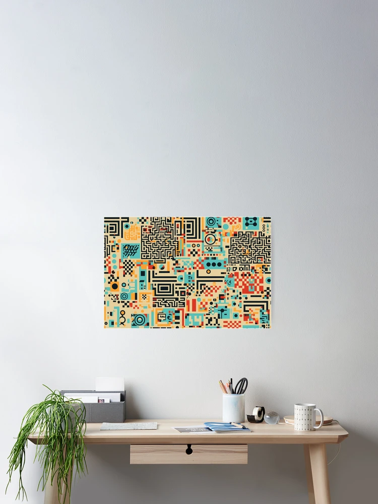 Thumbnail 2 of 3, Poster, Digital Code Abstract Pattern designed and sold by SideSignal.