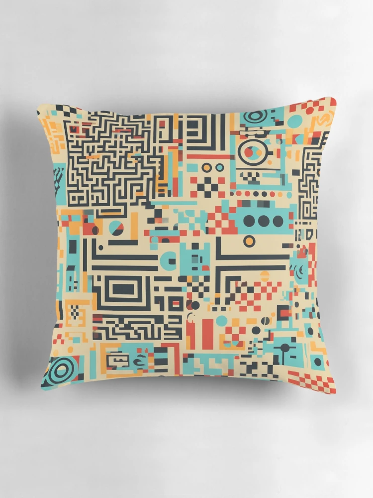 Thumbnail 3 of 4, Pillow, Digital Code Abstract Pattern designed and sold by SideSignal.