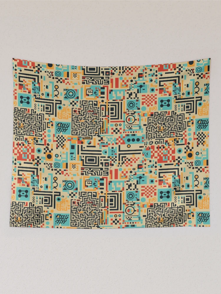 Thumbnail 2 of 3, Tapestry, Digital Code Abstract Pattern designed and sold by SideSignal.