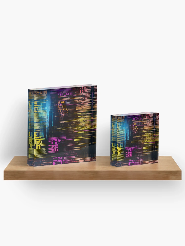 Thumbnail 3 of 5, Acrylic Block, Digital Code Abstract Pattern designed and sold by SideSignal.