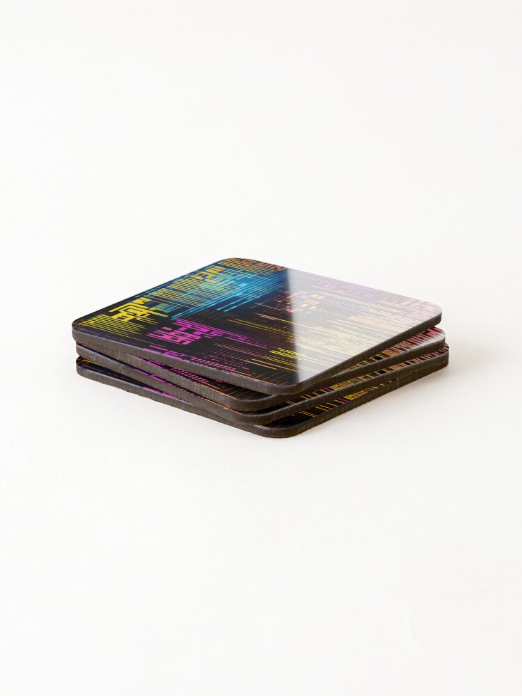Thumbnail 4 of 5, Coasters (Set of 4), Digital Code Abstract Pattern designed and sold by SideSignal.