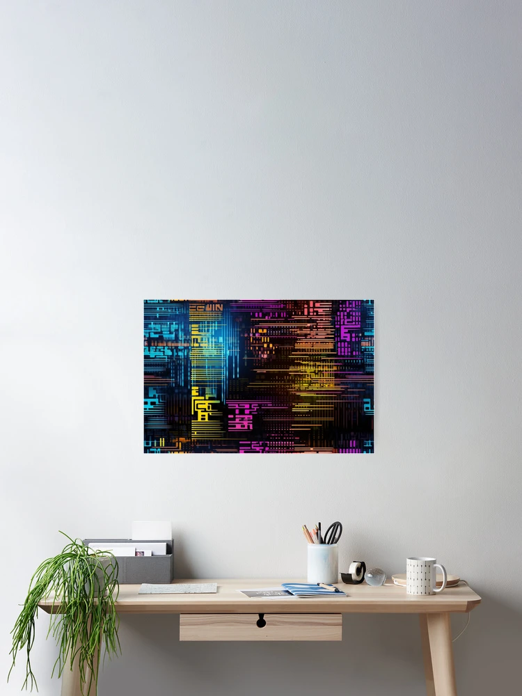 Thumbnail 2 of 3, Poster, Digital Code Abstract Pattern designed and sold by SideSignal.