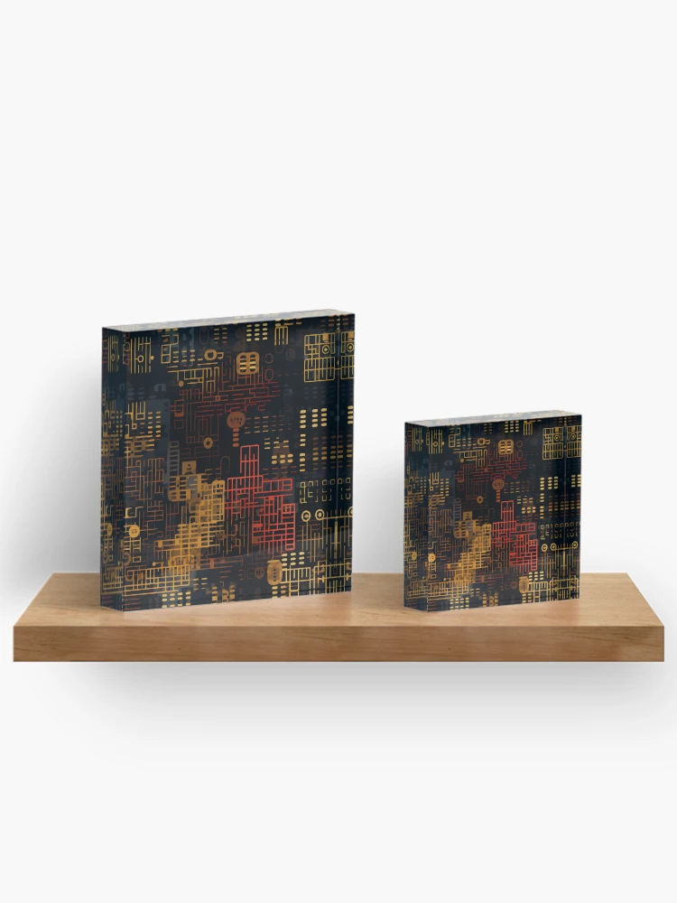 Thumbnail 3 of 5, Acrylic Block, Digital Code Abstract Pattern designed and sold by SideSignal.