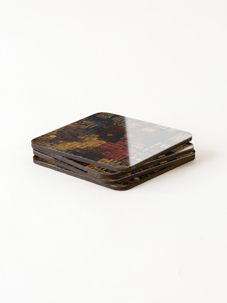 Thumbnail 4 of 5, Coasters (Set of 4), Digital Code Abstract Pattern designed and sold by SideSignal.
