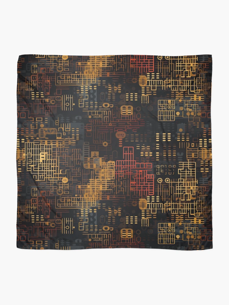 Thumbnail 2 of 3, Scarf, Digital Code Abstract Pattern designed and sold by SideSignal.