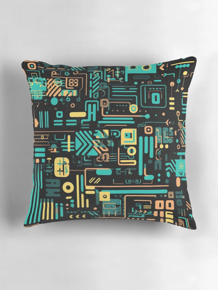 Thumbnail 3 of 4, Pillow, Digital Code Abstract Pattern designed and sold by SideSignal.