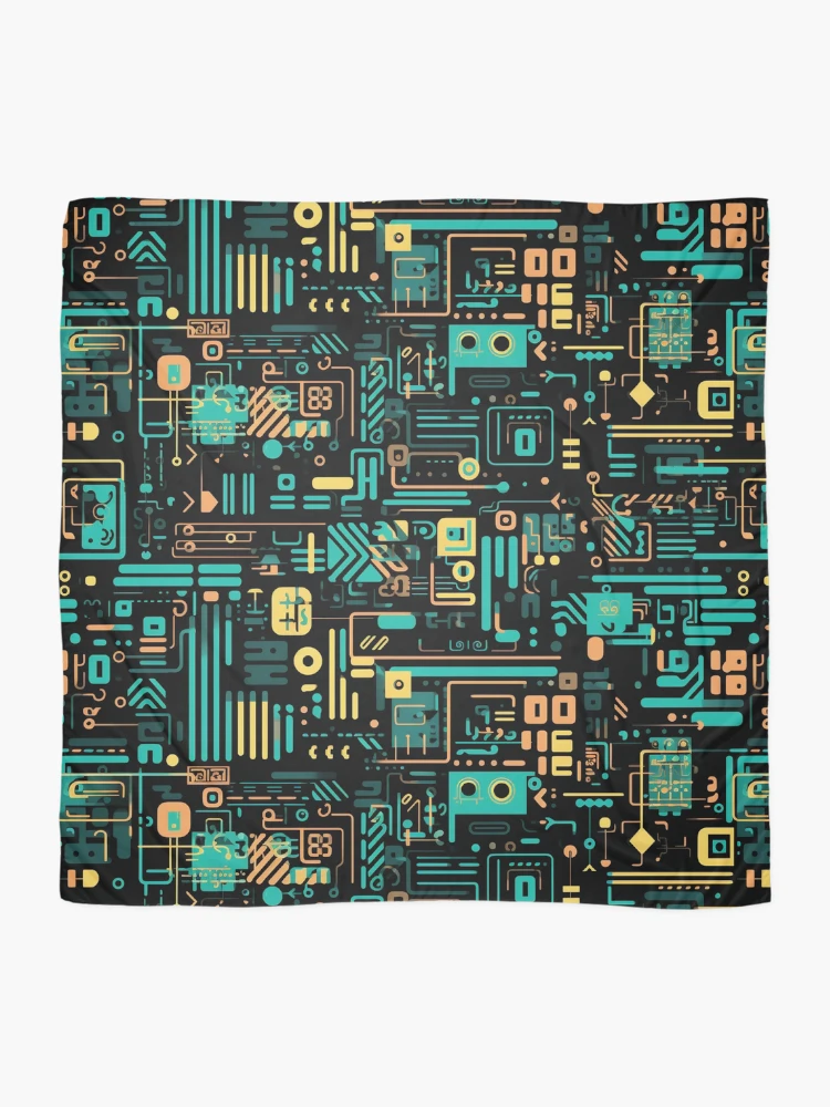 Thumbnail 2 of 3, Scarf, Digital Code Abstract Pattern designed and sold by SideSignal.