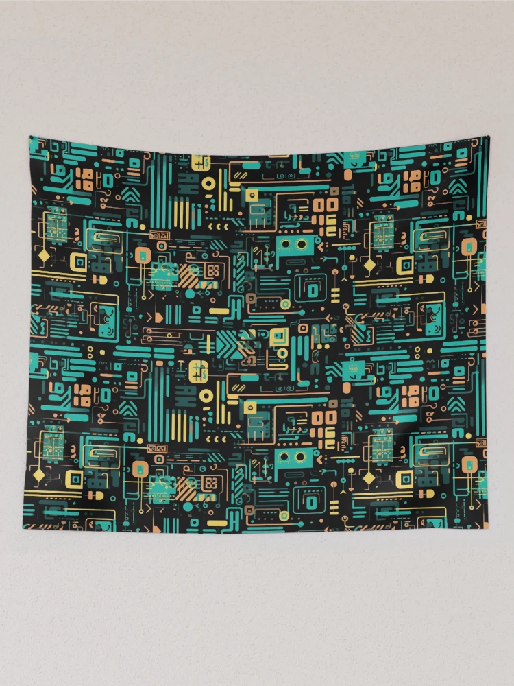 Thumbnail 2 of 3, Tapestry, Digital Code Abstract Pattern designed and sold by SideSignal.