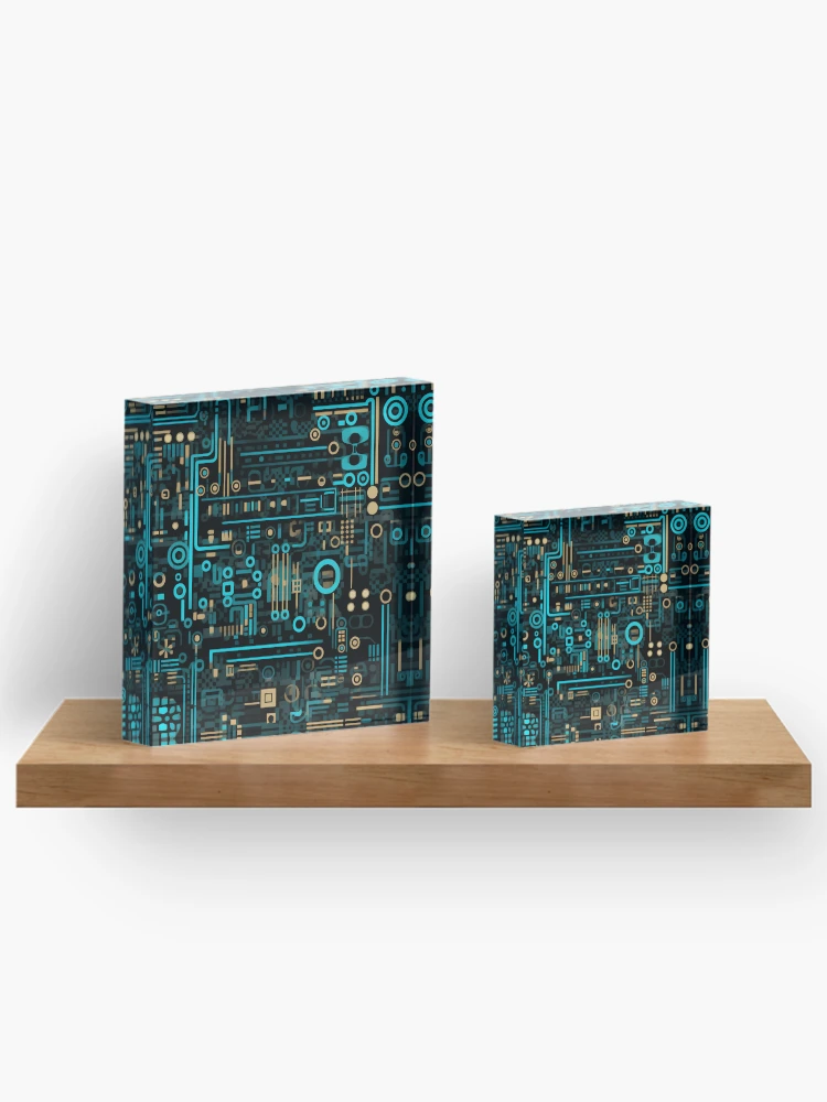 Thumbnail 3 of 5, Acrylic Block, Digital Code Abstract Pattern designed and sold by SideSignal.