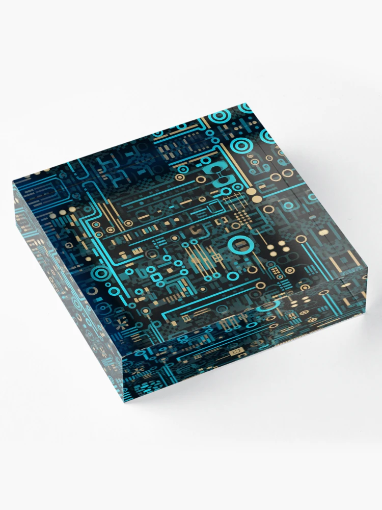 Thumbnail 4 of 5, Acrylic Block, Digital Code Abstract Pattern designed and sold by SideSignal.