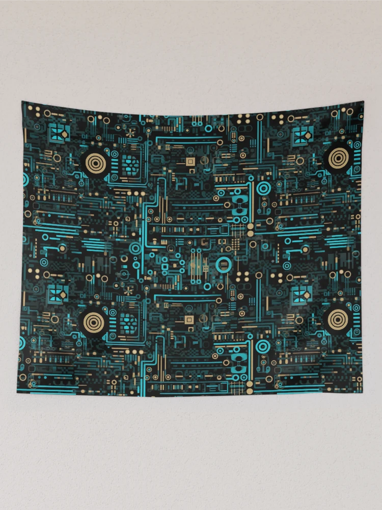 Thumbnail 2 of 3, Tapestry, Digital Code Abstract Pattern designed and sold by SideSignal.