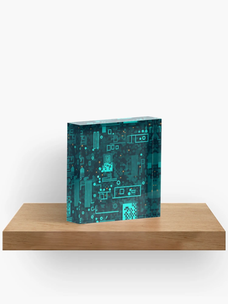 Thumbnail 2 of 5, Acrylic Block, Digital Code Abstract Pattern designed and sold by SideSignal.