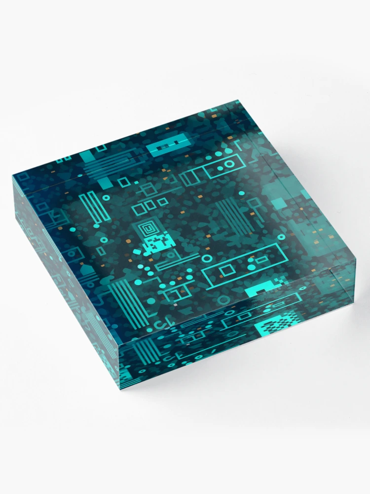 Thumbnail 4 of 5, Acrylic Block, Digital Code Abstract Pattern designed and sold by SideSignal.