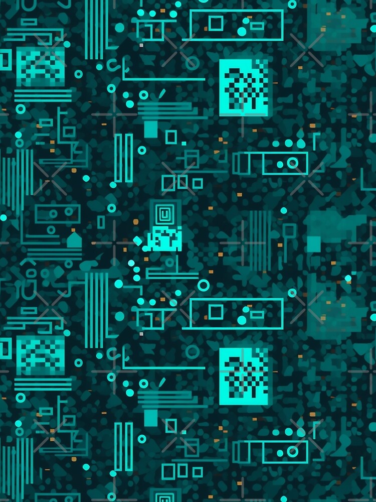 Thumbnail 5 of 5, A-Line Dress, Digital Code Abstract Pattern designed and sold by SideSignal.