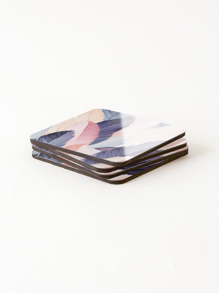 Thumbnail 4 of 5, Coasters (Set of 4), Feather Pattern designed and sold by SideSignal.
