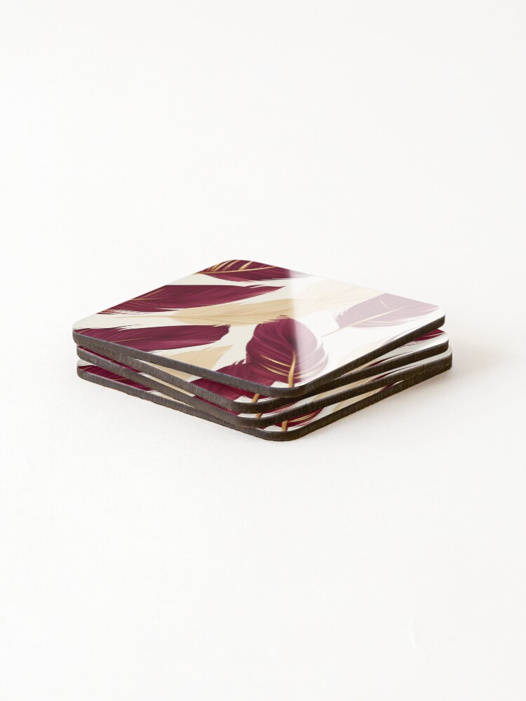 Thumbnail 4 of 5, Coasters (Set of 4), Feather Pattern designed and sold by SideSignal.
