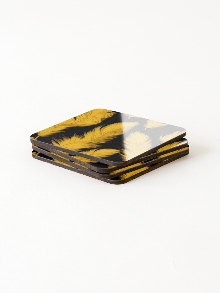 Thumbnail 4 of 5, Coasters (Set of 4), Feather Pattern designed and sold by SideSignal.