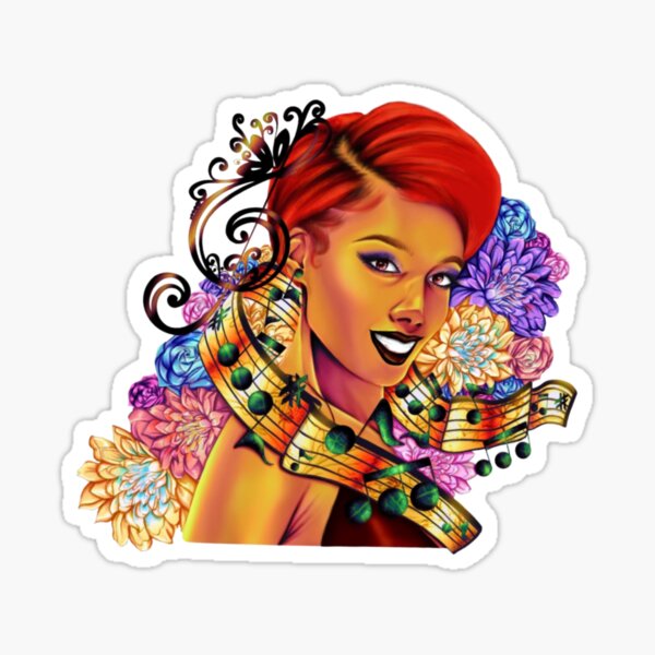 Violinist Joy Black Art Sticker