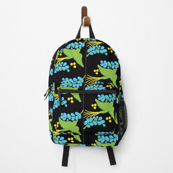 Item preview, Talavera bird 12, green on black, Bright Dark Vibrant Colorful designed and sold by elizdesign.