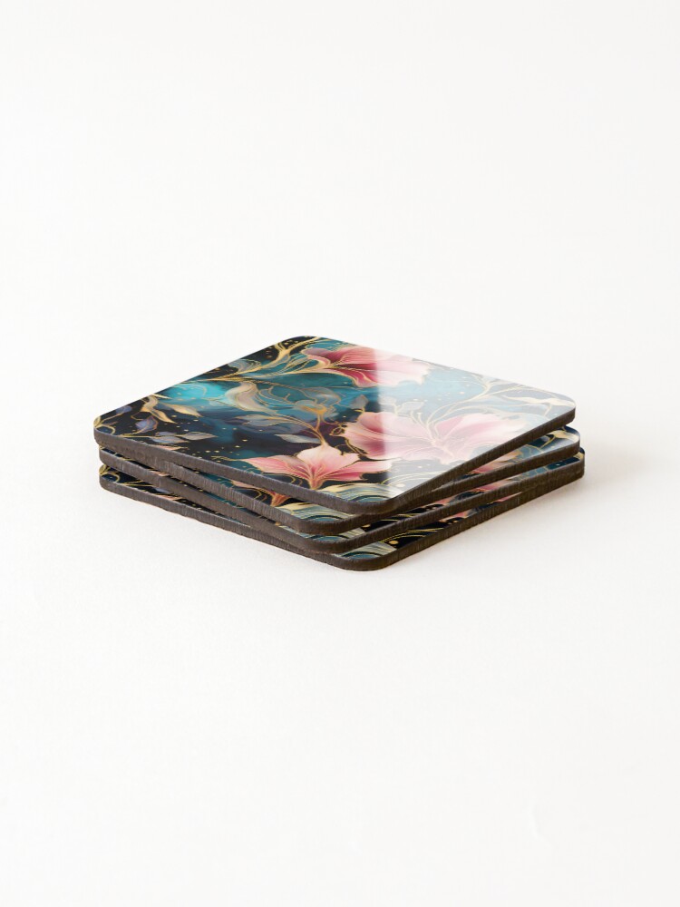 Thumbnail 4 of 5, Coasters (Set of 4), Cosmic Floral Pattern designed and sold by GenericsStore.