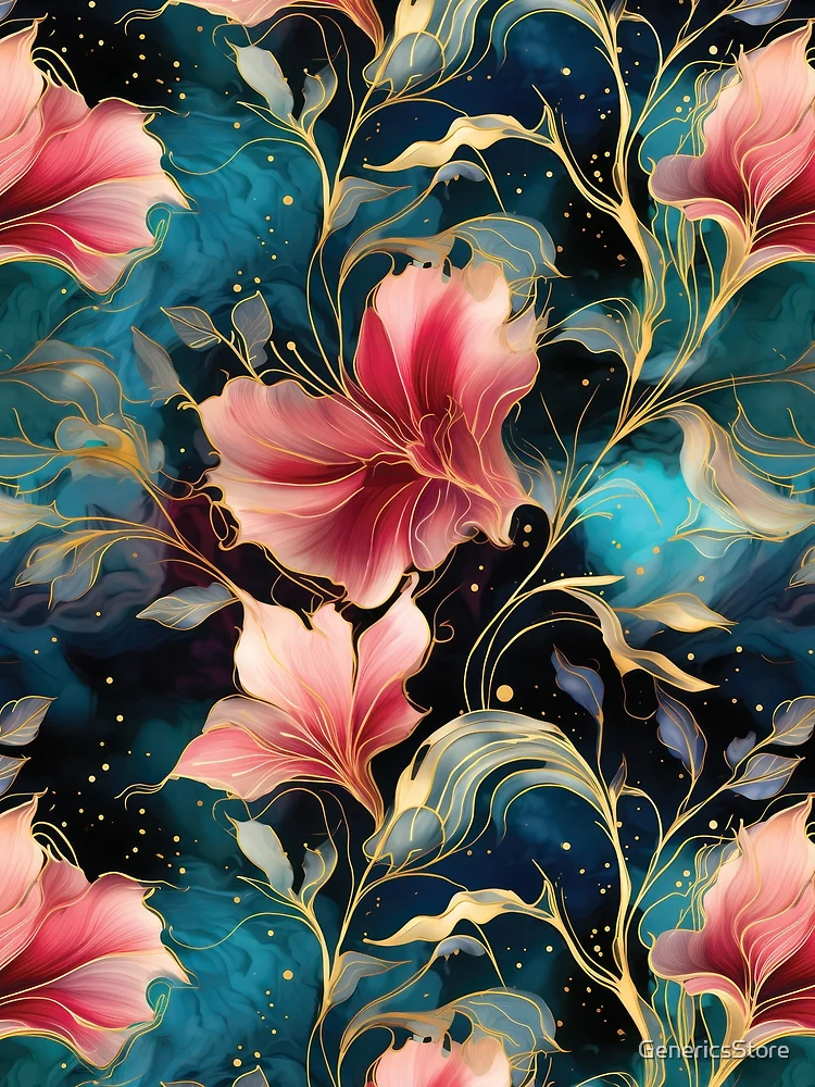 Thumbnail 3 of 3, Scarf, Cosmic Floral Pattern designed and sold by GenericsStore.