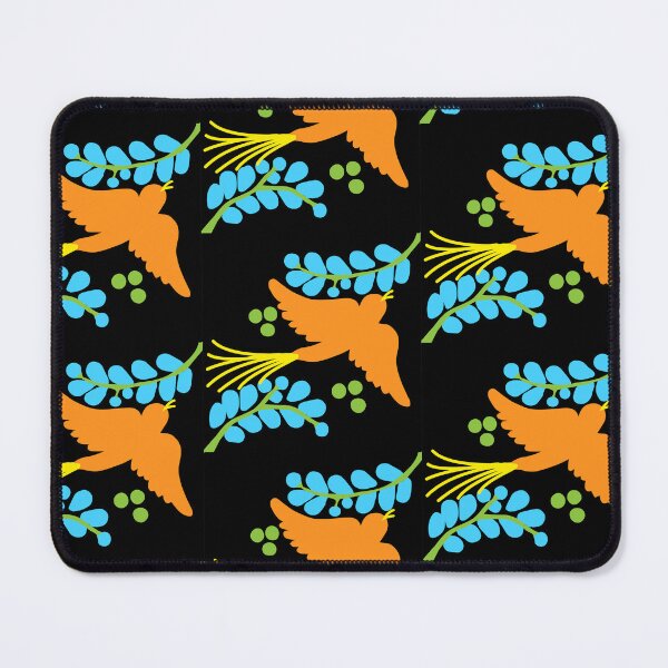 Item preview, Talavera bird 13, orange on black, Bright Dark Vibrant Colorful designed and sold by elizdesign.