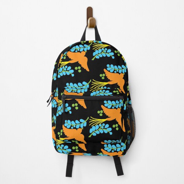 Item preview, Talavera bird 13, orange on black, Bright Dark Vibrant Colorful designed and sold by elizdesign.