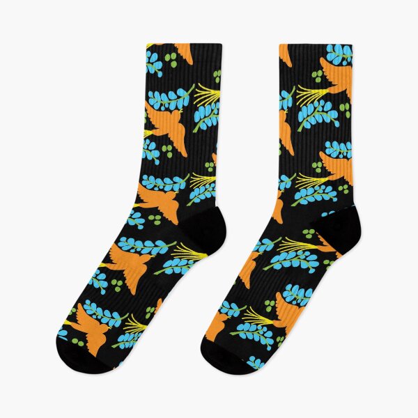 Item preview, Talavera bird 13, orange on black, Bright Dark Vibrant Colorful designed and sold by elizdesign.