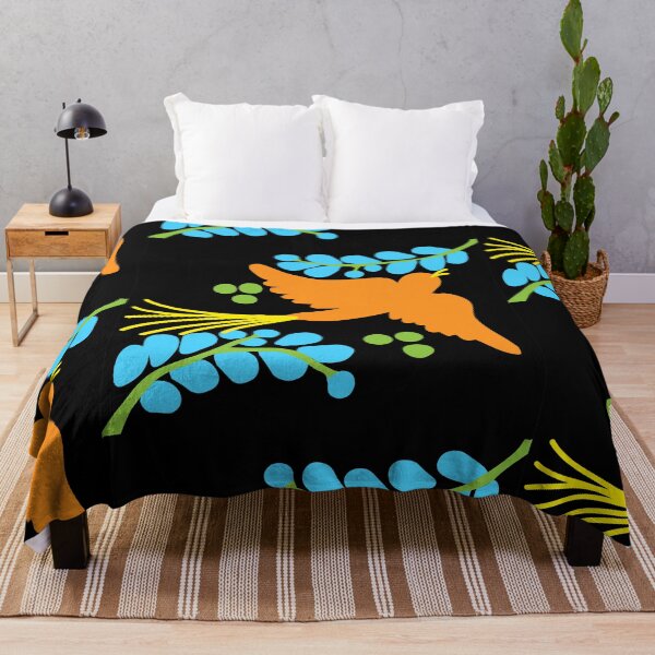 Item preview, Talavera bird 13, orange on black, Bright Dark Vibrant Colorful designed and sold by elizdesign.