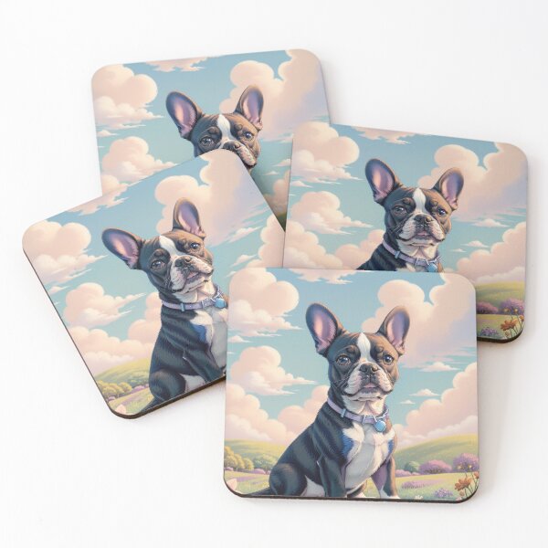 Item preview, Adorable surreal artwork of a black french bulldog in cloudy enviroment designed and sold by Tio-Tecun.