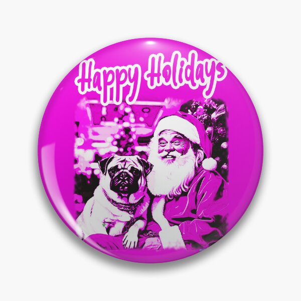 Item preview, Pug HAPPY HOLIDAYS 34 PINK designed and sold by RedBluffTraders.