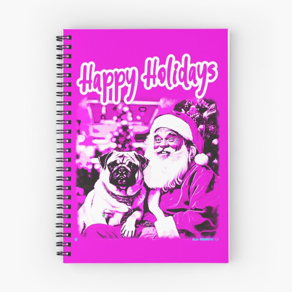 Item preview, Pug HAPPY HOLIDAYS 34 PINK designed and sold by RedBluffTraders.