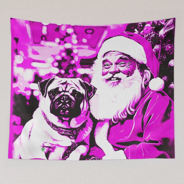 Item preview, Pug HAPPY HOLIDAYS 34 PINK designed and sold by RedBluffTraders.