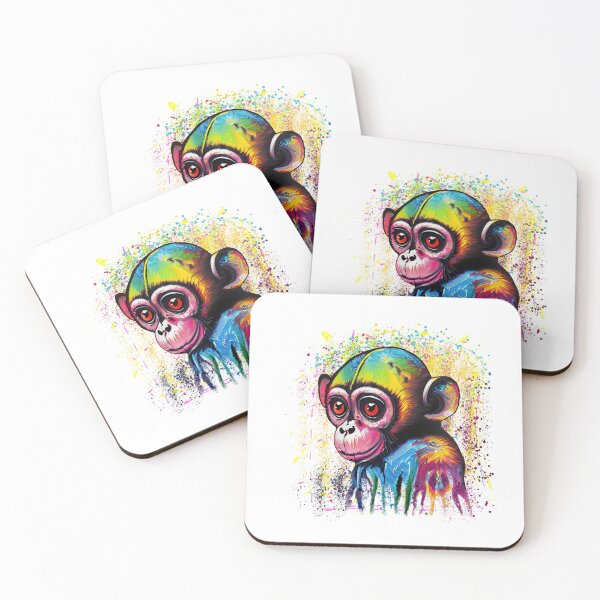 Item preview, Colorful monkey with abstract splashes of color - vibrant animal portrait designed and sold by Kreativa1.