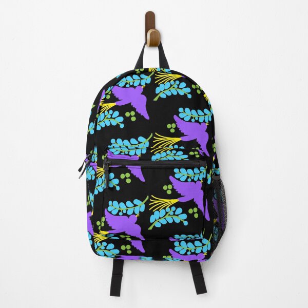 Item preview, Talavera bird 14, purple on black, Bright Dark Vibrant Colorful designed and sold by elizdesign.