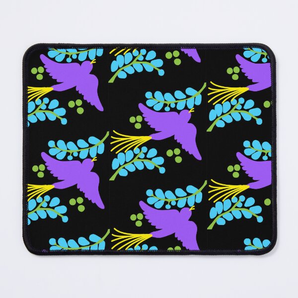 Item preview, Talavera bird 14, purple on black, Bright Dark Vibrant Colorful designed and sold by elizdesign.