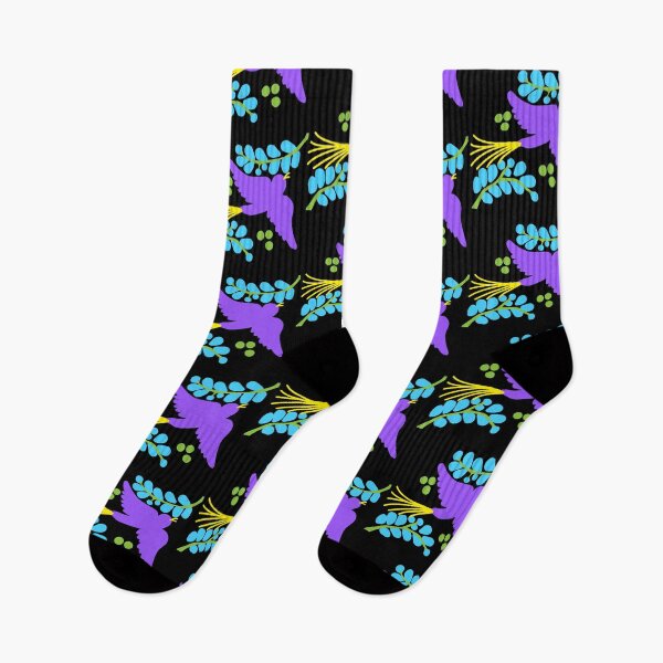 Item preview, Talavera bird 14, purple on black, Bright Dark Vibrant Colorful designed and sold by elizdesign.