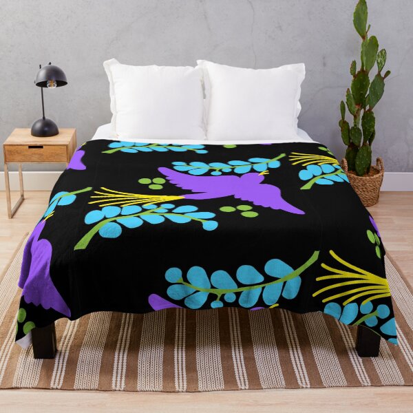 Item preview, Talavera bird 14, purple on black, Bright Dark Vibrant Colorful designed and sold by elizdesign.
