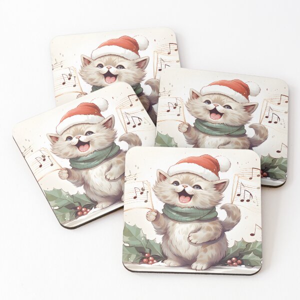 Item preview, Cat singing Christmas carols designed and sold by Miss-Lofi.