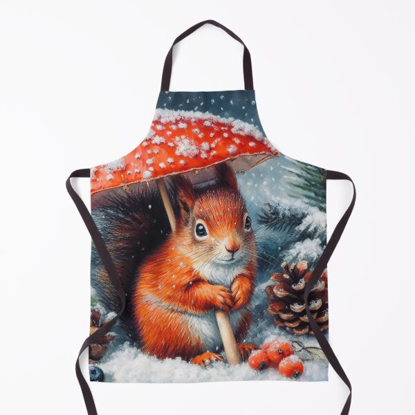 Item preview, Red Squirrel Christmas Apron designed and sold by LizTodd.