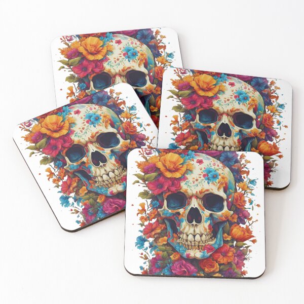Item preview, Skull Adorned with Vibrant Blooms designed and sold by VivebyGG.