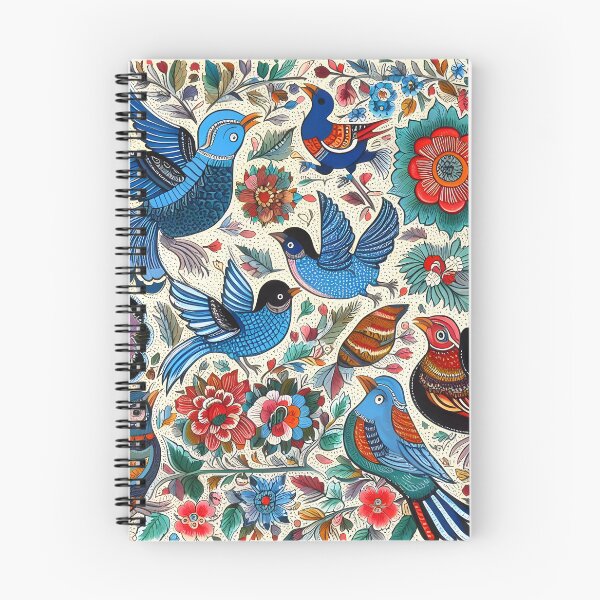 Item preview, Madhubani painting, blue birds and flowers designed and sold by ARTHOUSE2030.