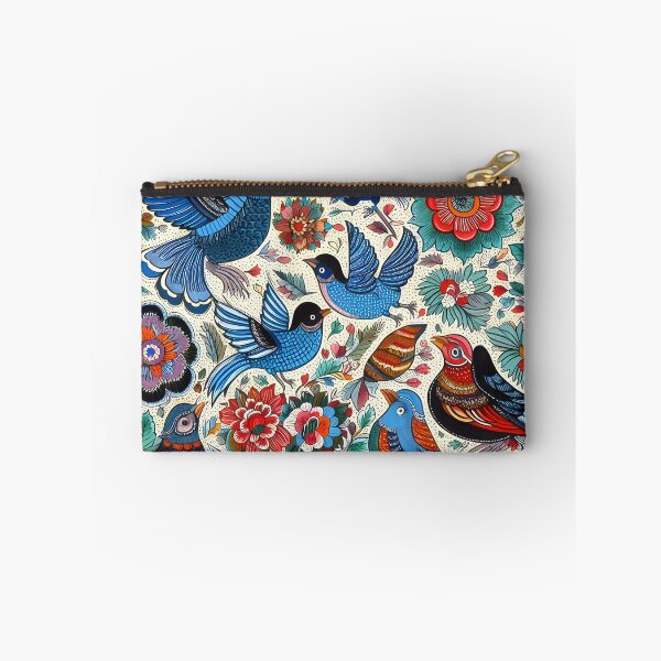 Item preview, Madhubani painting, blue birds and flowers designed and sold by ARTHOUSE2030.